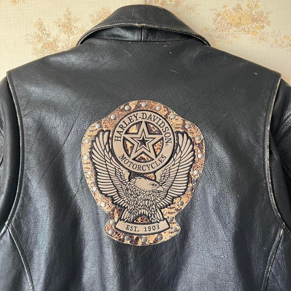 Vintage 00s Harley Davidson Leather Motorcycle Jacket | Cycle Champ Eagle | M